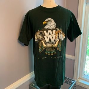Wildlife Waystation exotic animals dark green all cotton unisex t-shirt Small